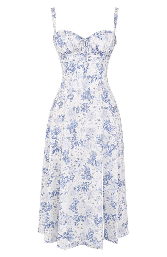 Dame Blomstret Bustier Solkjole | Taljeformende Pasform