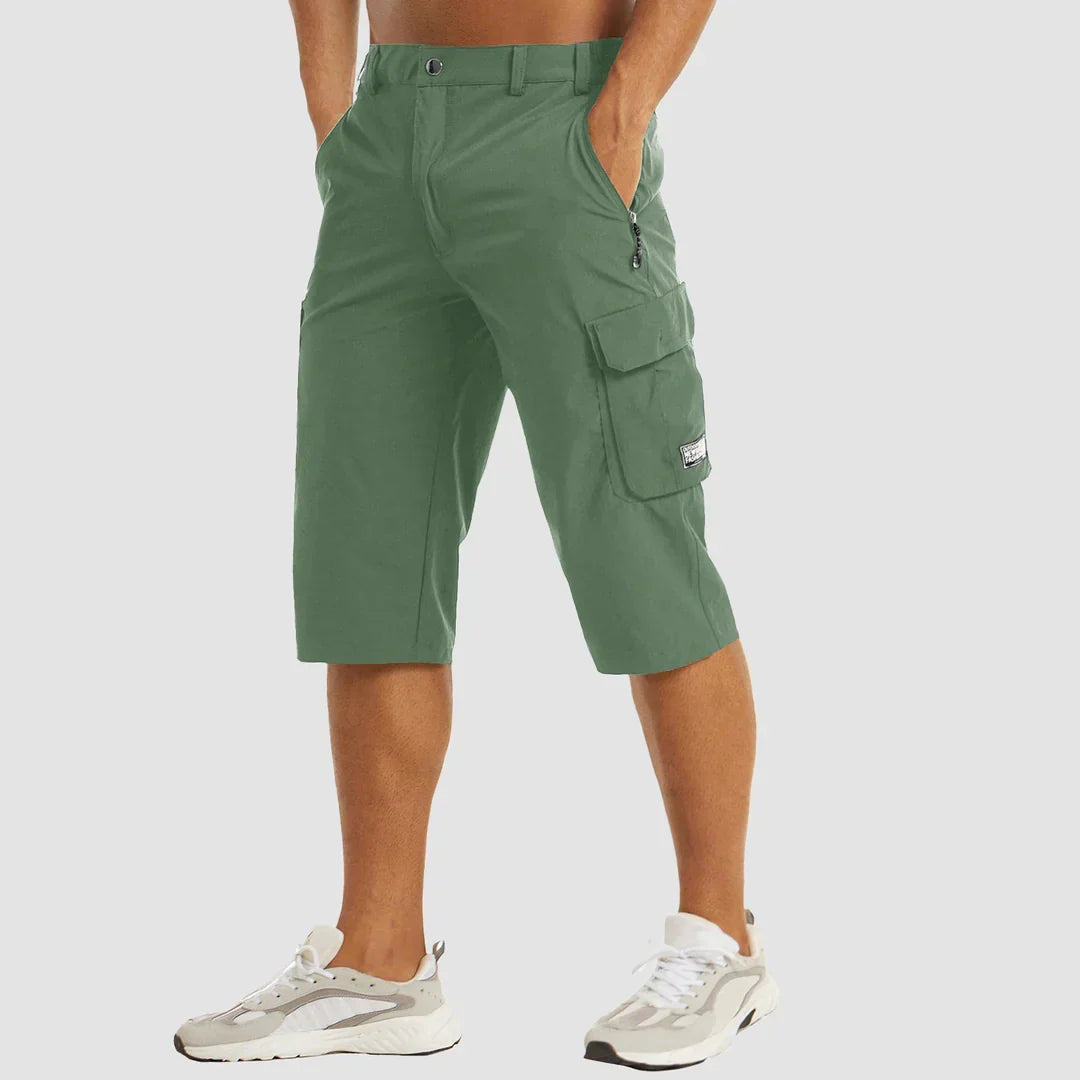 Herre Knælængde Cargoshorts | Klap Sidelommer Lynlås Gylp