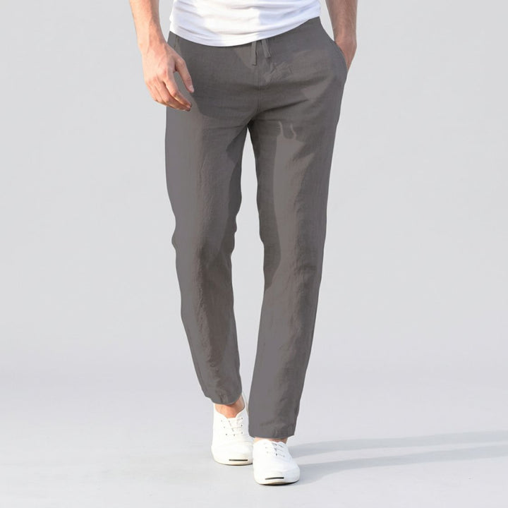 Pantalon en lin pour homme | Taille élastique avec cordon de serrage