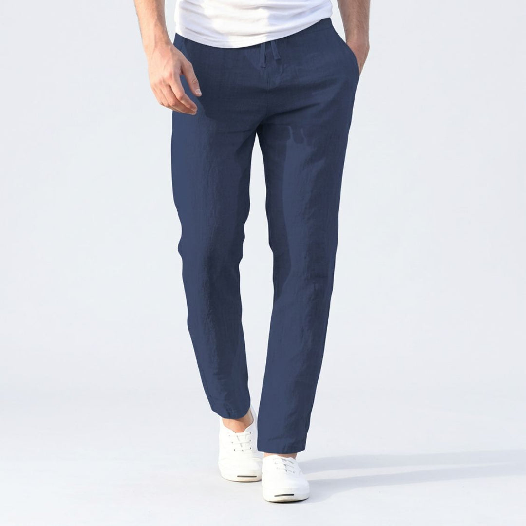 Pantalon en lin pour homme | Taille élastique avec cordon de serrage