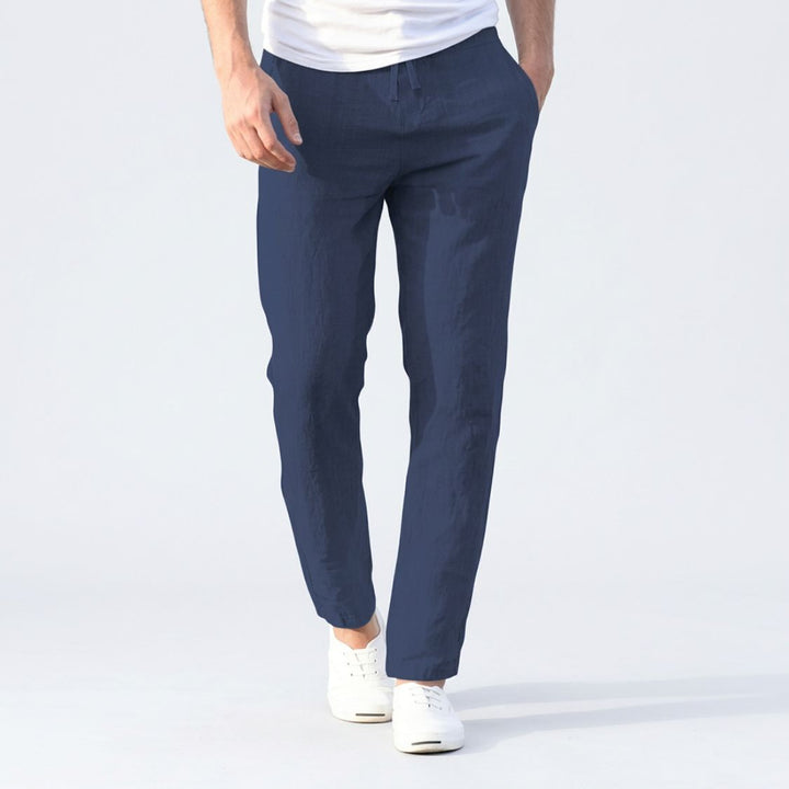 Pantalon en lin pour homme | Taille élastique avec cordon de serrage