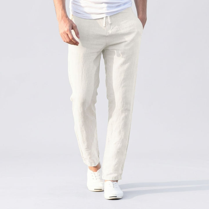 Pantalon en lin pour homme | Taille élastique avec cordon de serrage