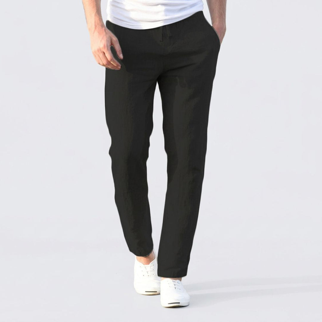Pantalon en lin pour homme | Taille élastique avec cordon de serrage