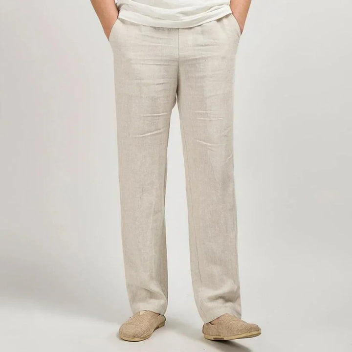 Pantalons d'été en lin pour hommes | Taille élastique, jambes droites