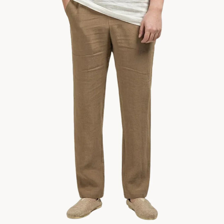 Pantalons d'été en lin pour hommes | Taille élastique, jambes droites