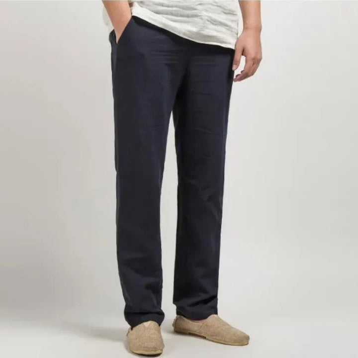 Pantalons d'été en lin pour hommes | Taille élastique, jambes droites