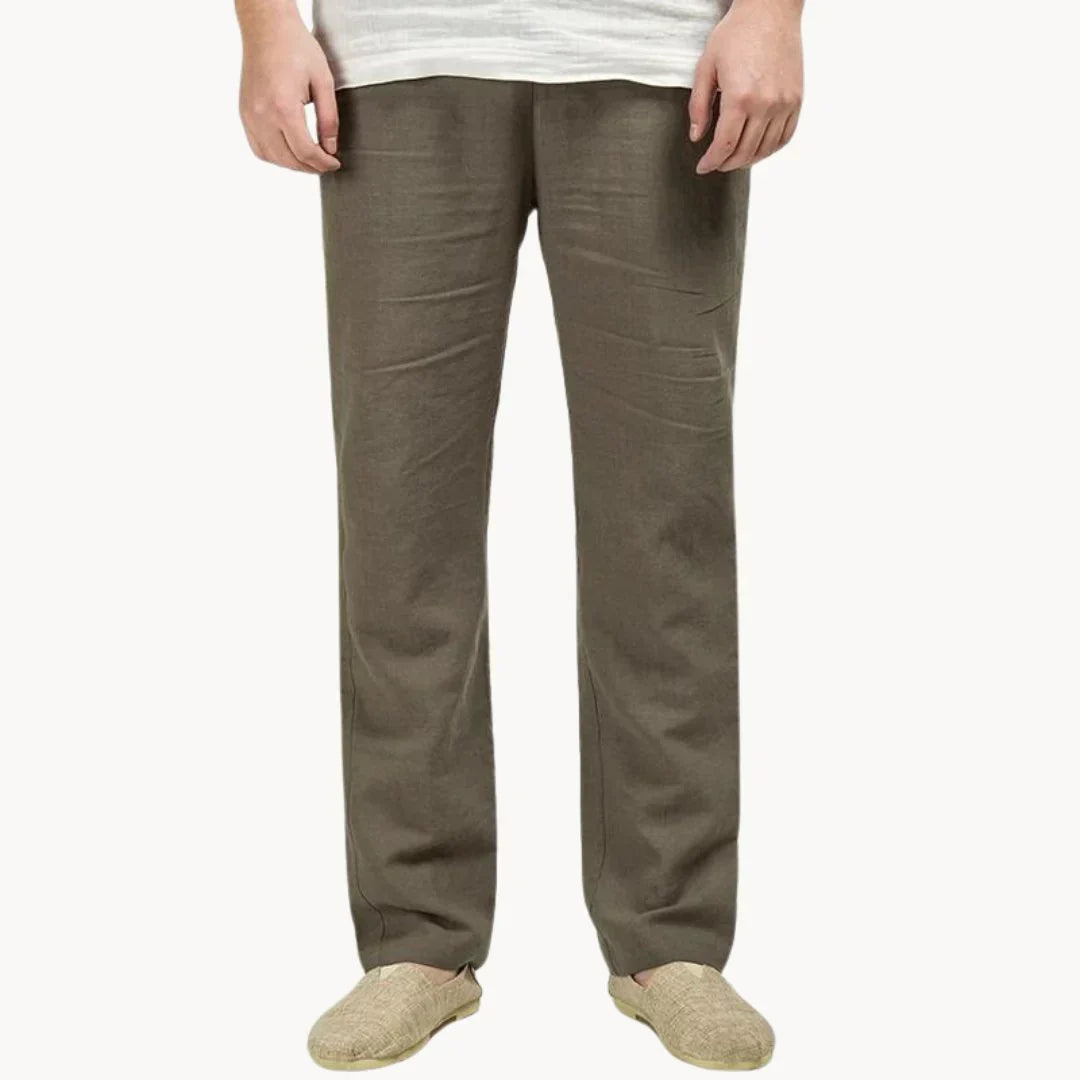Pantalons d'été en lin pour hommes | Taille élastique, jambes droites