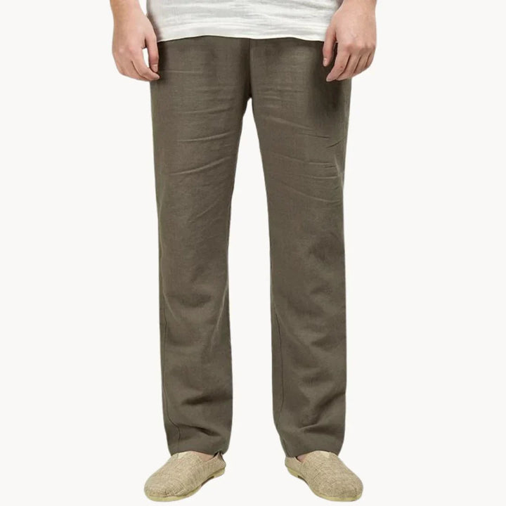 Pantalons d'été en lin pour hommes | Taille élastique, jambes droites