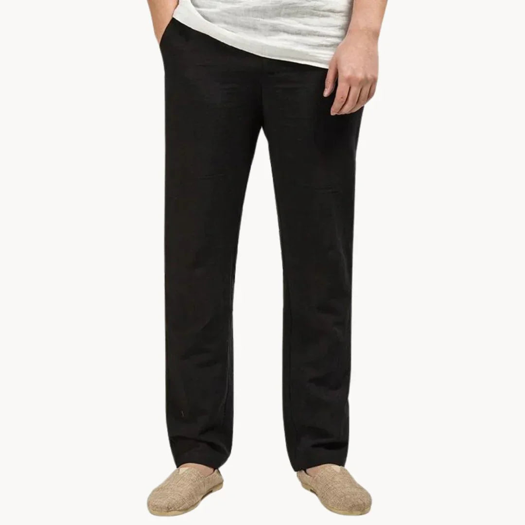 Pantalons d'été en lin pour hommes | Taille élastique, jambes droites