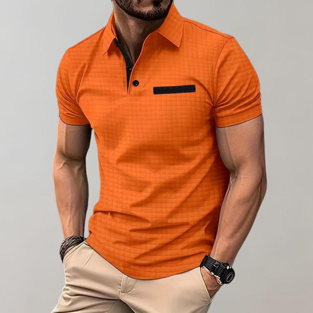 Herre Ternet Mønster Poloshirt | Kontrastkrave Detalje