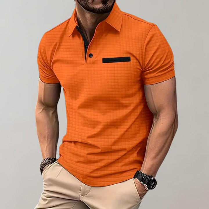 Herre Ternet Mønster Poloshirt | Kontrastkrave Detalje