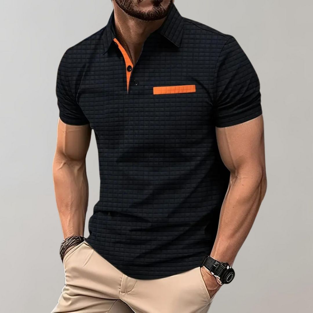 Herre Ternet Mønster Poloshirt | Kontrastkrave Detalje