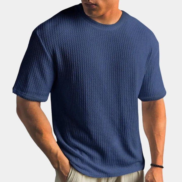 Ανδρικό T-Shirt με υφή βάφλας | T-Shirt με στρογγυλή λαιμόκοψη για καθημερινή χρήση με υφή