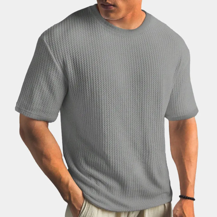 Ανδρικό T-Shirt με υφή βάφλας | T-Shirt με στρογγυλή λαιμόκοψη για καθημερινή χρήση με υφή
