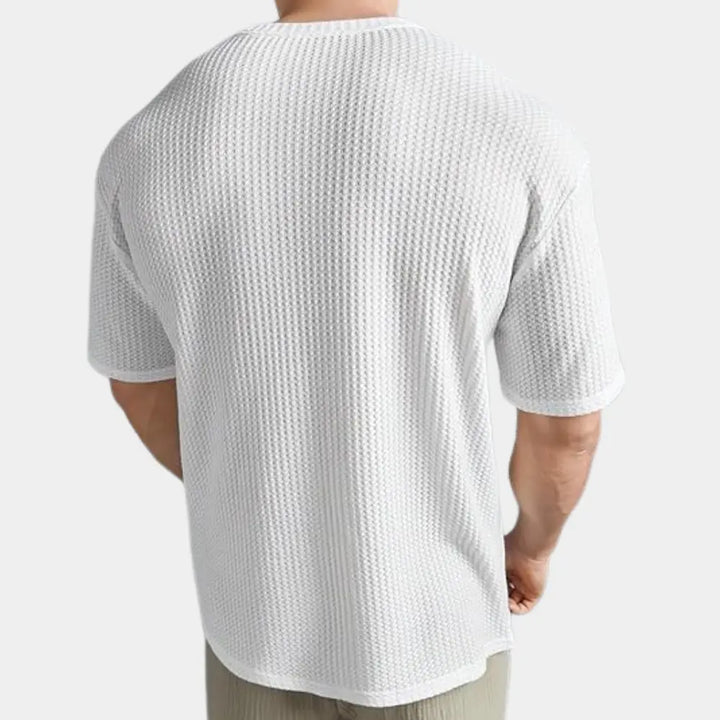 Ανδρικό T-Shirt με υφή βάφλας | T-Shirt με στρογγυλή λαιμόκοψη για καθημερινή χρήση με υφή