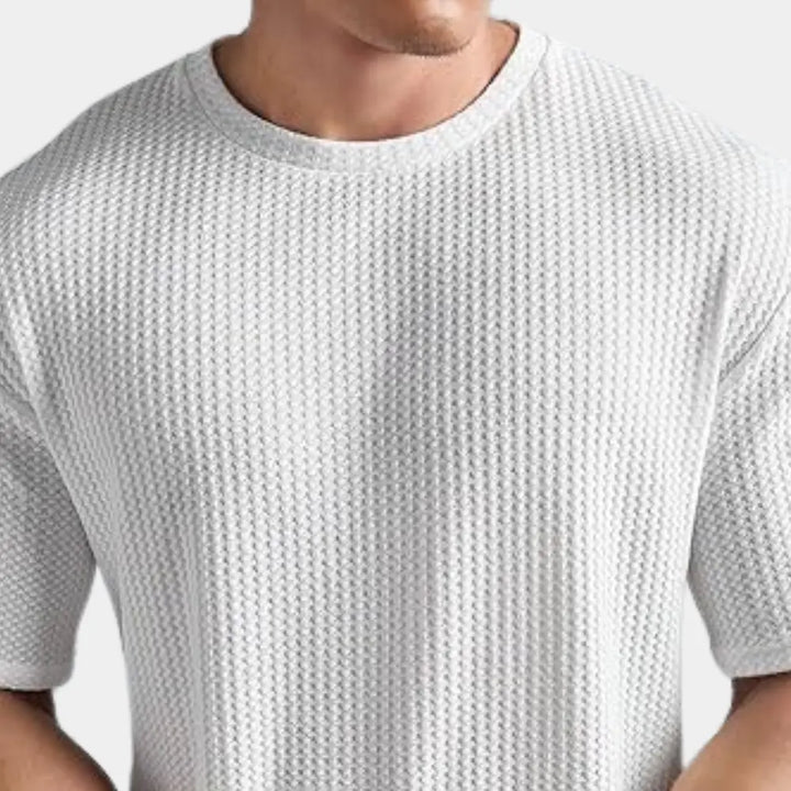 Ανδρικό T-Shirt με υφή βάφλας | T-Shirt με στρογγυλή λαιμόκοψη για καθημερινή χρήση με υφή