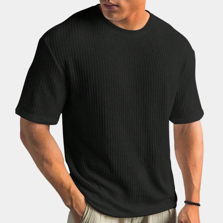 Ανδρικό T-Shirt με υφή βάφλας | T-Shirt με στρογγυλή λαιμόκοψη για καθημερινή χρήση με υφή