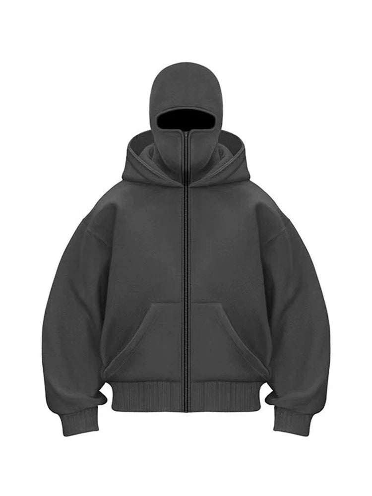 Unisex Masked Hoodie | Wind-Resistant Outdoor Streetwear