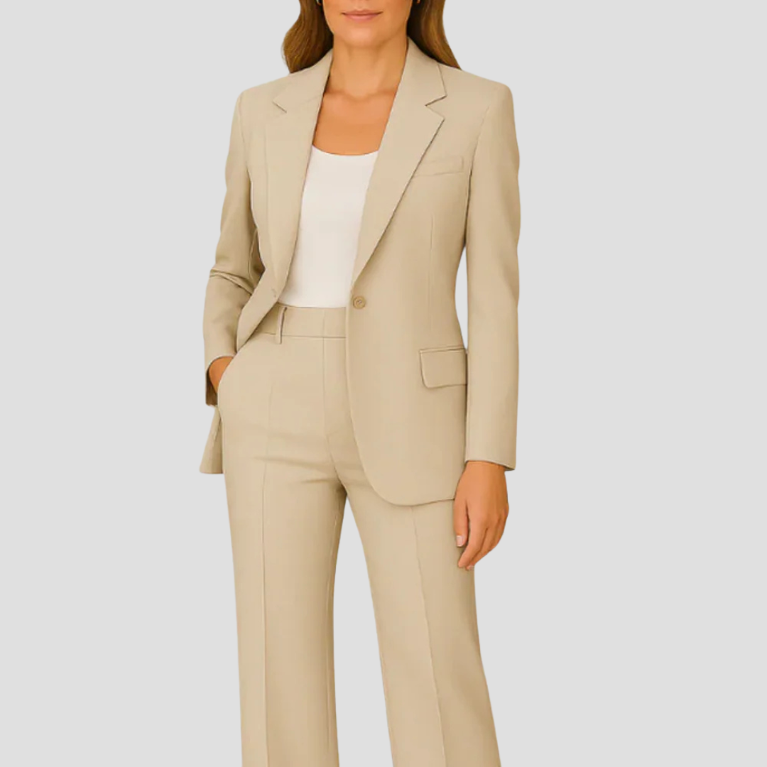 Set costum cu blazer dublu pentru dame