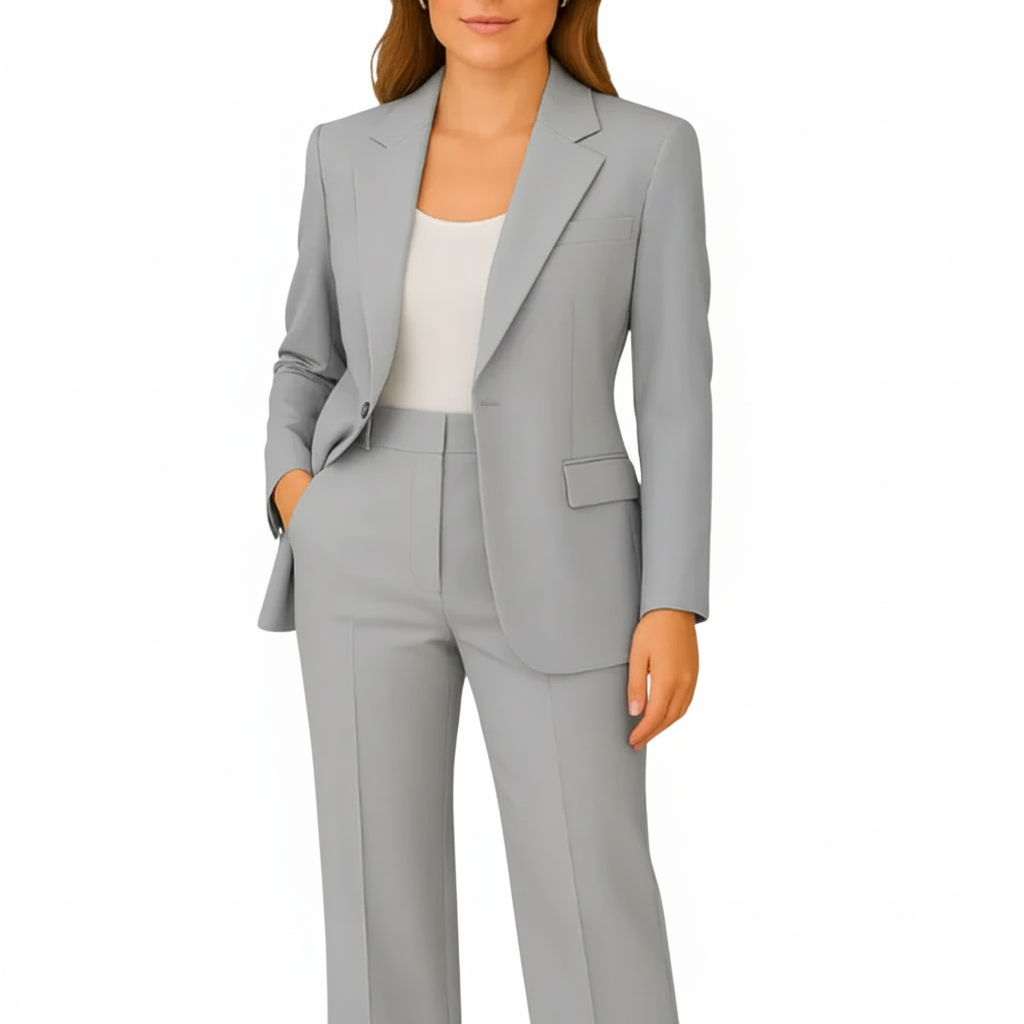 Set costum cu blazer dublu pentru dame