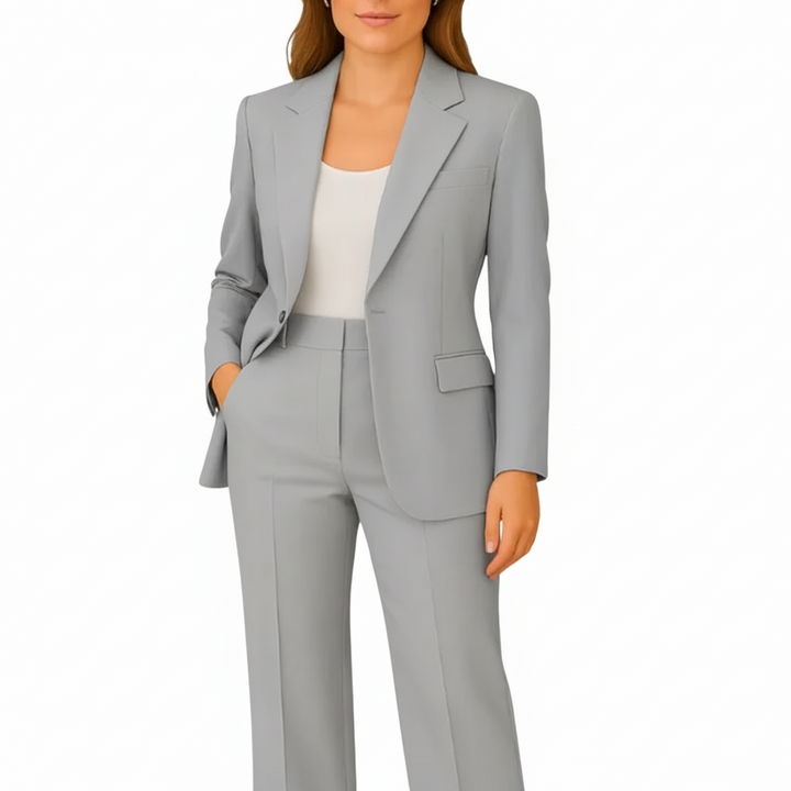 Set costum cu blazer dublu pentru dame