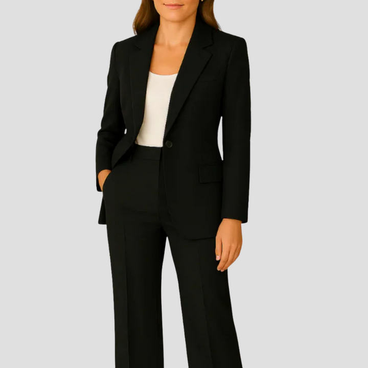 Set costum cu blazer dublu pentru dame