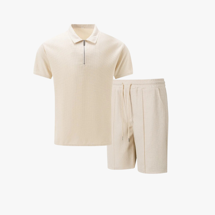 Herre Lynlåspolo Co-Ord Sæt | Matchende Shorts Sommeroutfit