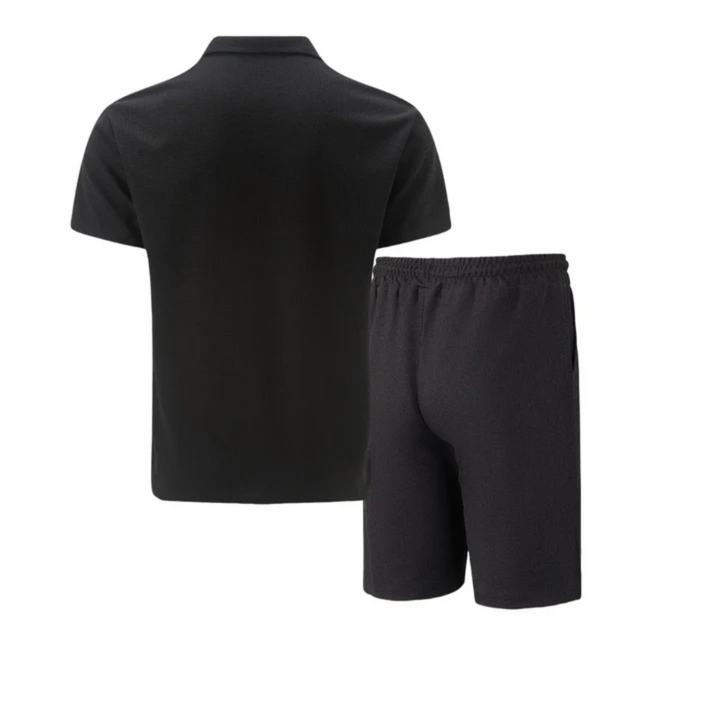 Herre Lynlåspolo Co-Ord Sæt | Matchende Shorts Sommeroutfit