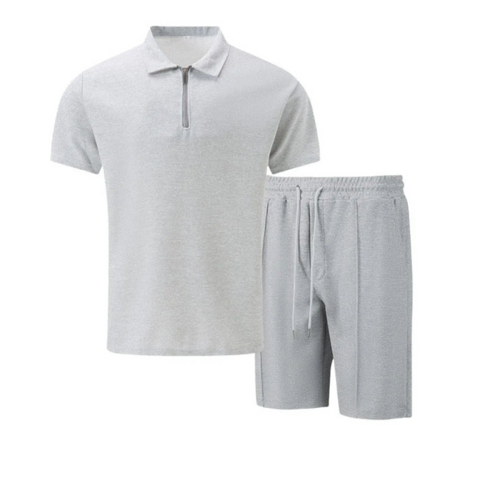 Herre Lynlåspolo Co-Ord Sæt | Matchende Shorts Sommeroutfit