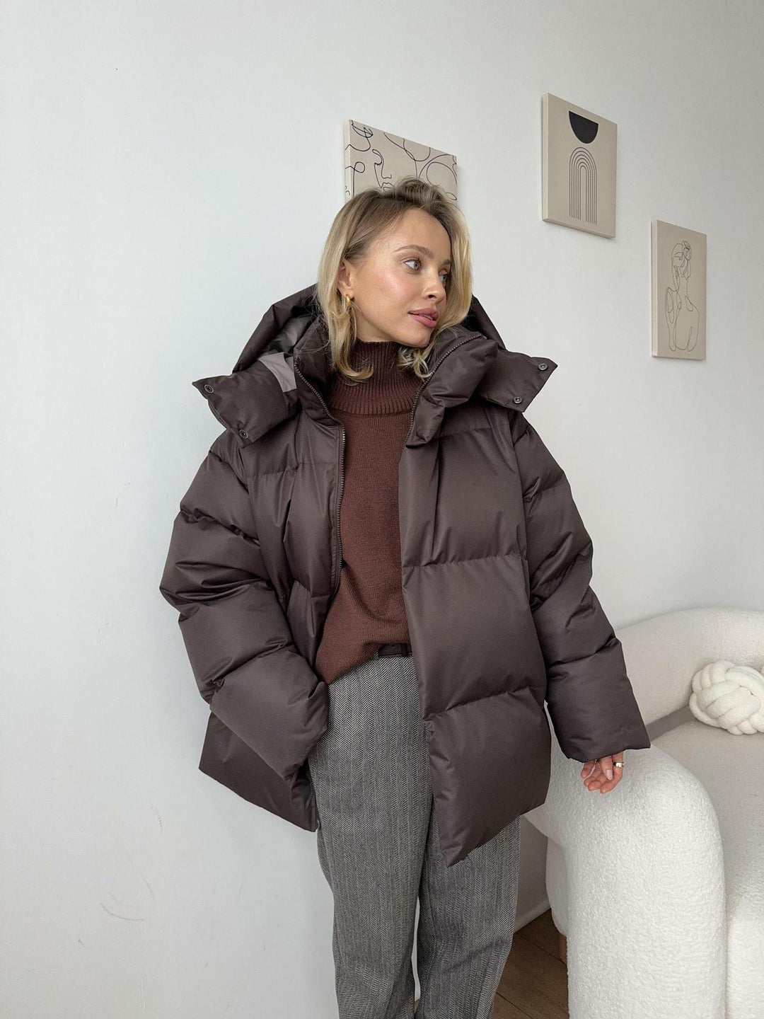 Dame Quiltet Dun Puffer Jakke