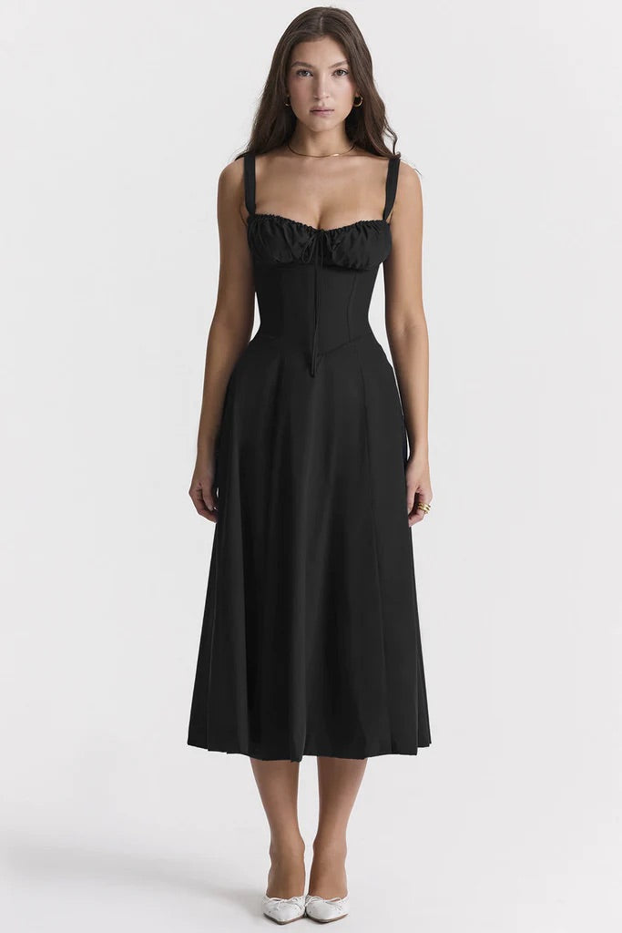 Dame Blomstret Bustier Solkjole | Taljeformende Pasform