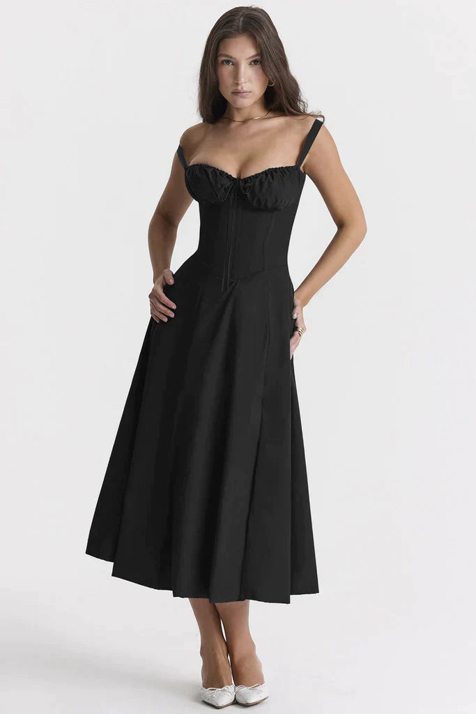 Dame Blomstret Bustier Solkjole | Taljeformende Pasform