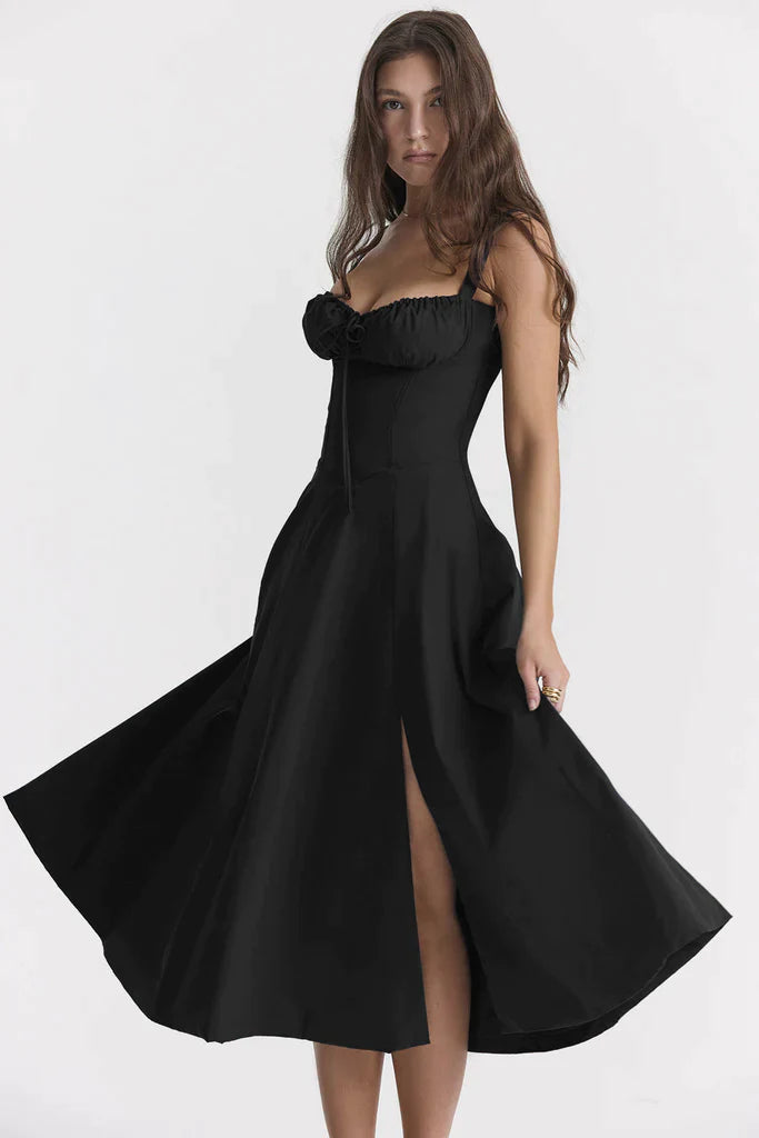Dame Blomstret Bustier Solkjole | Taljeformende Pasform