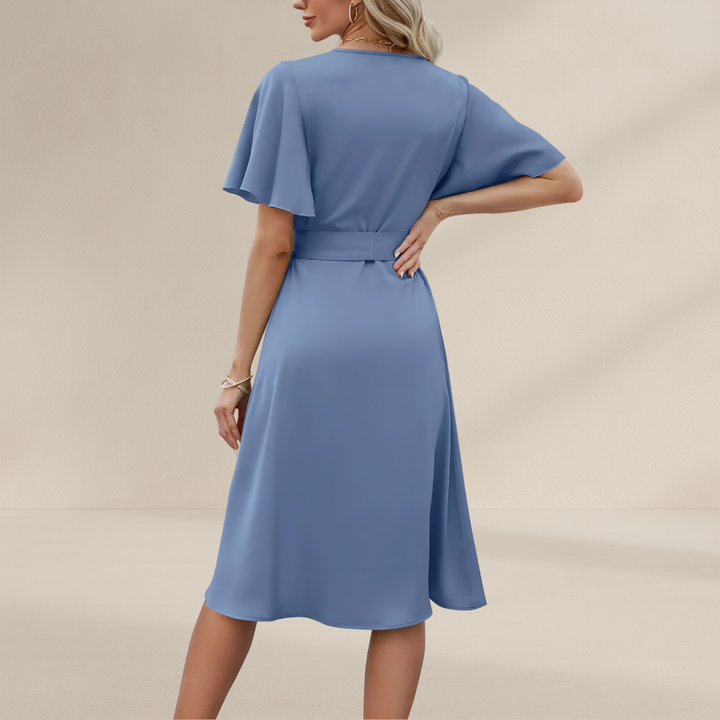 Robe portefeuille femme | Décolleté en V avec ceinture en soie style estival