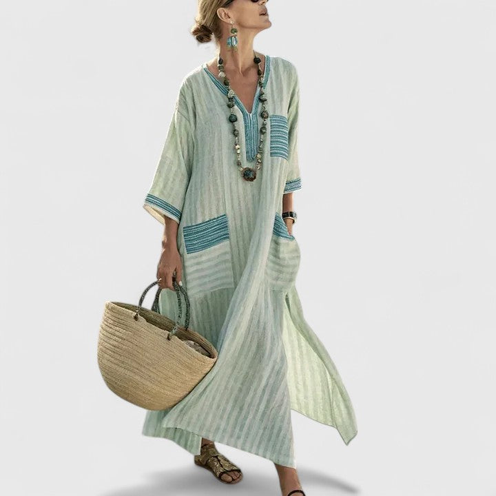 Dámské boho midi šaty s kapsami