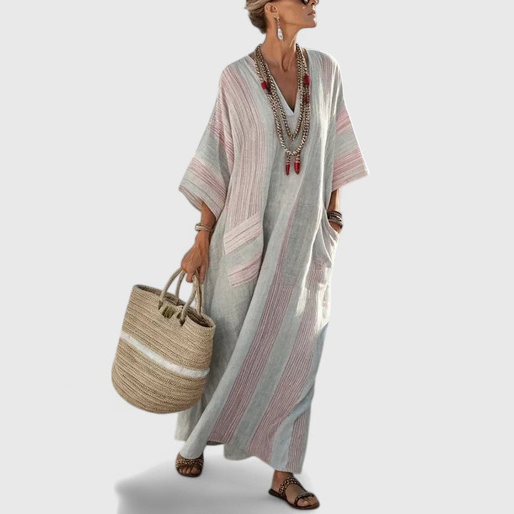 Dámské boho midi šaty s kapsami