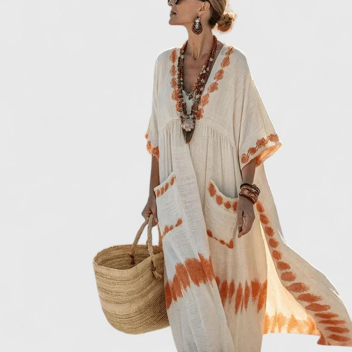 Dámské boho midi šaty s kapsami