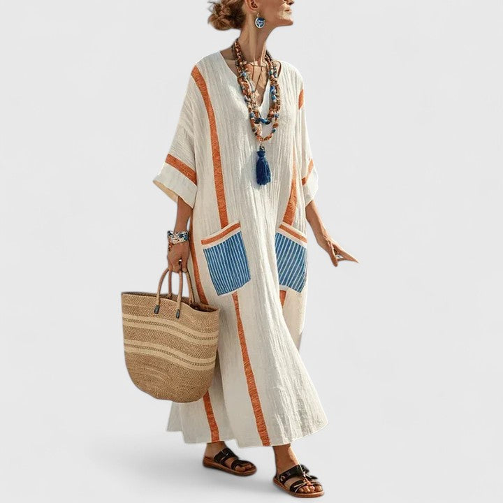 Dámské boho midi šaty s kapsami