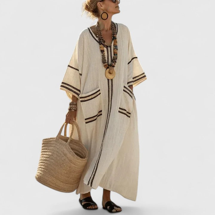 Dámské boho midi šaty s kapsami