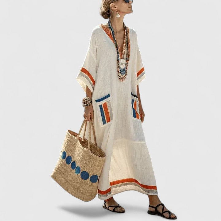 Dámské boho midi šaty s kapsami