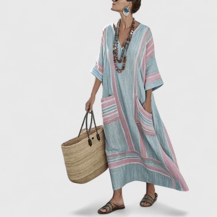 Dámské boho midi šaty s kapsami