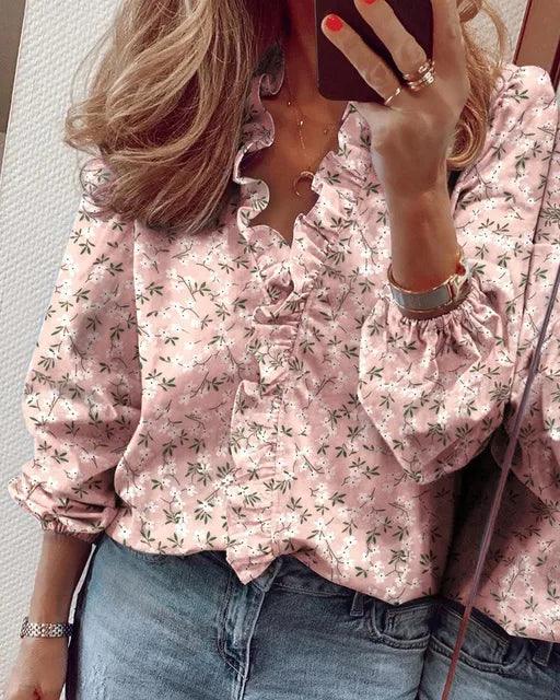 Dame Flæse V-Udskæring Bluse | Blød Feminin Sommerstil
