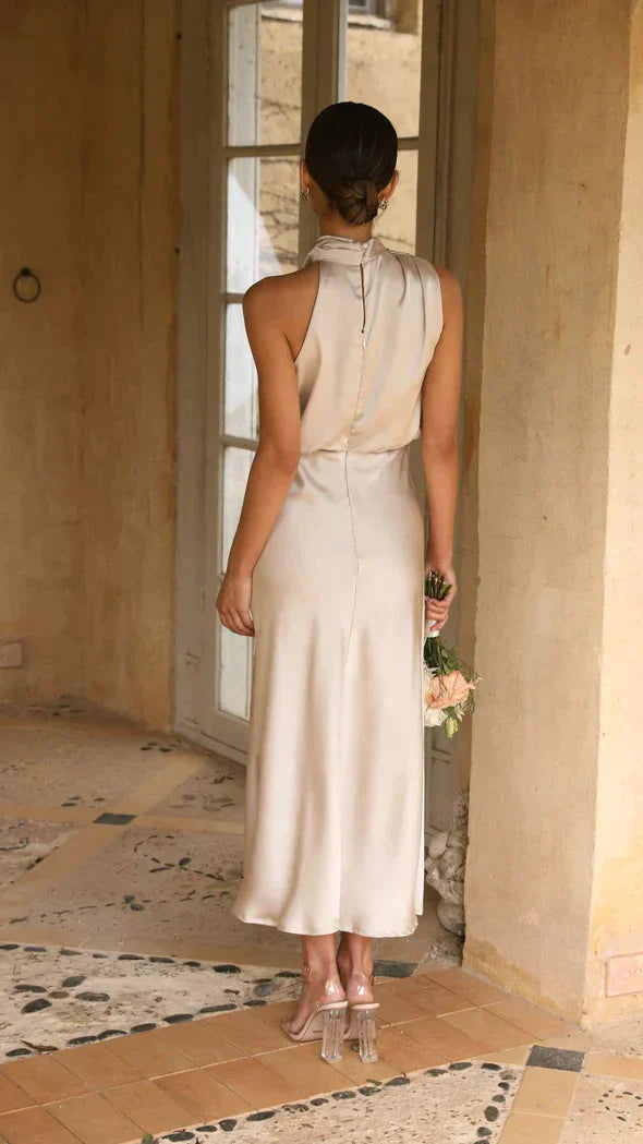 Robe midi en maille Dame Grime | Style estival élégant drapé