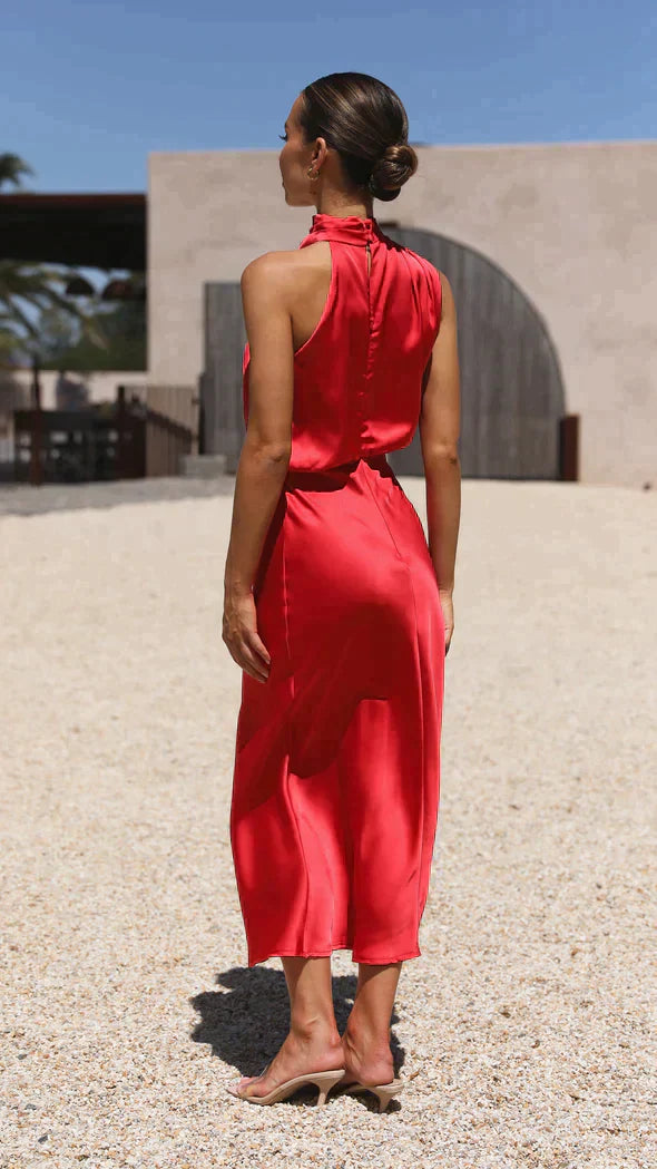Robe midi en maille Dame Grime | Style estival élégant drapé