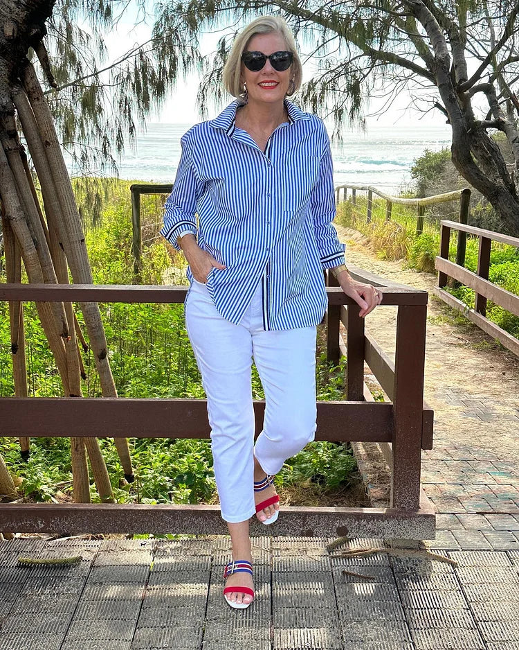 Chemise à rayures pour femme | Style estival classique et décontracté