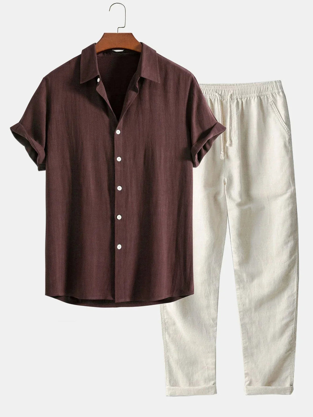 Linen Style Summer Set | Lightweight Shirt and Trousers