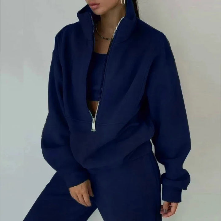 Ensemble de vêtements d’intérieur pour femme à demi-fermeture éclair | Coupe ample et confort deux pièces
