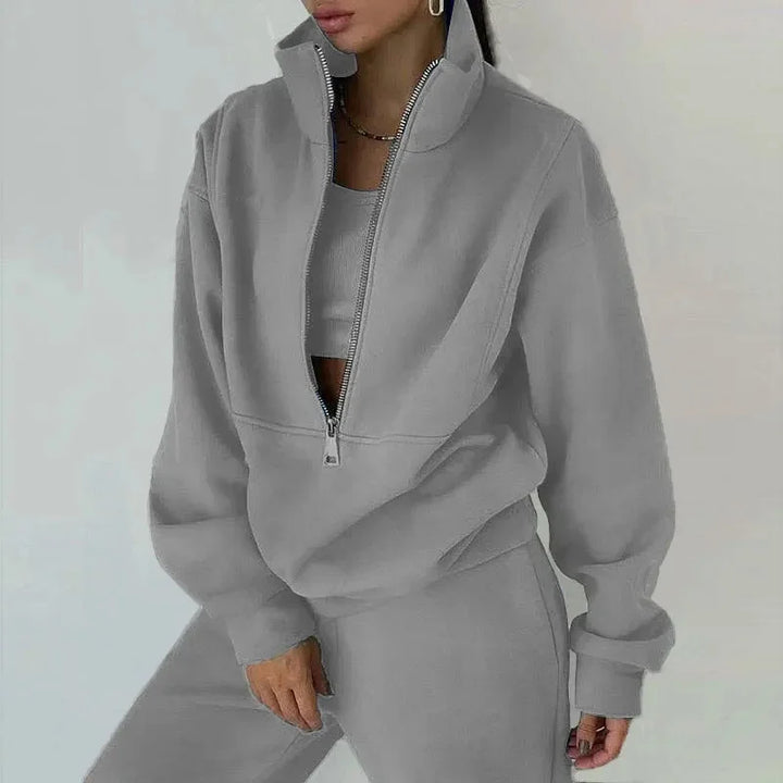 Ensemble de vêtements d’intérieur pour femme à demi-fermeture éclair | Coupe ample et confort deux pièces