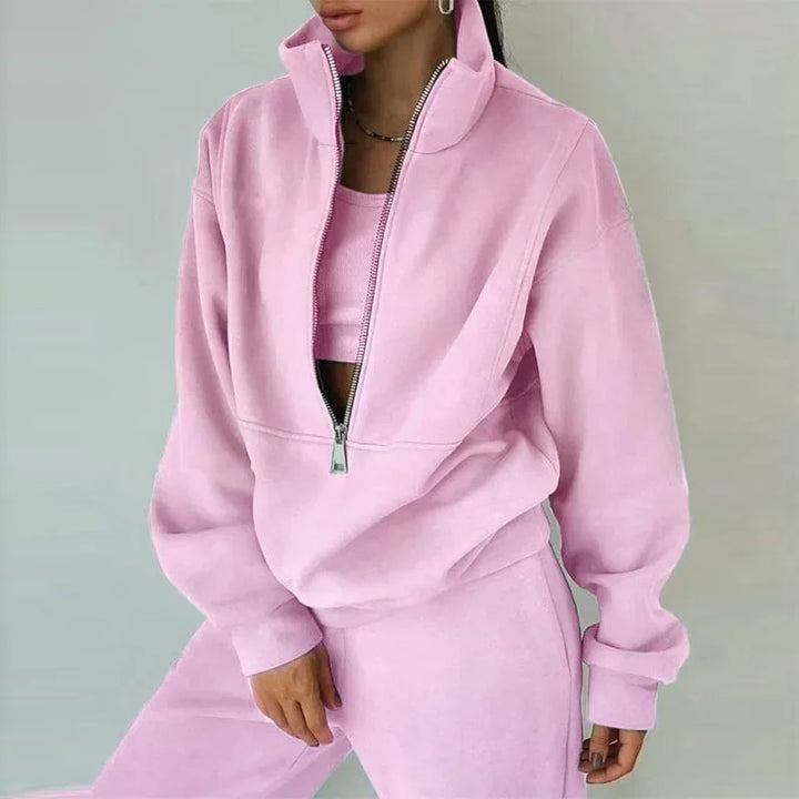 Ensemble de vêtements d’intérieur pour femme à demi-fermeture éclair | Coupe ample et confort deux pièces