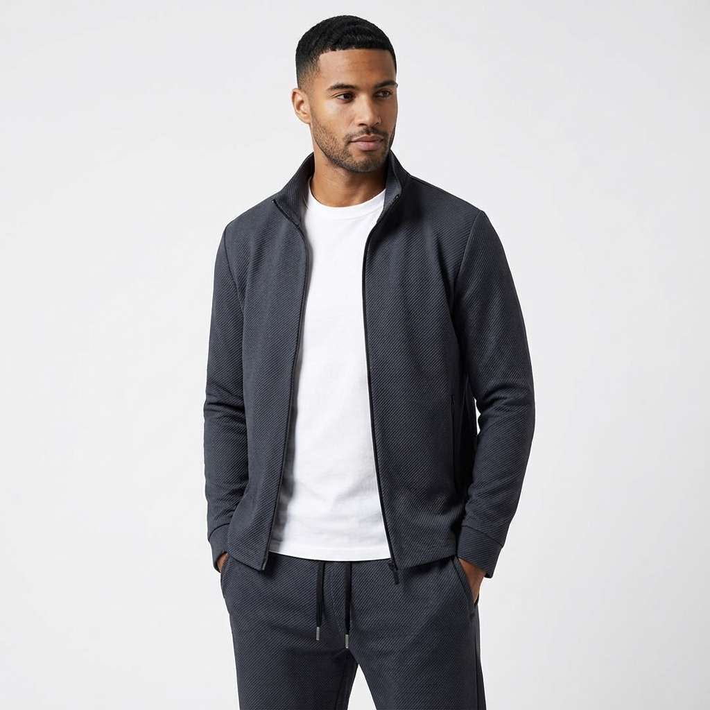 Survêtement deux pièces pour homme à fermeture éclair | Coupe extensible ensemble de sport